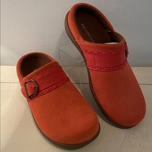 Revitalign Orthodic Suede Mules Slides Shoes Sienna Vibrant Orange Red 8.5M NIB